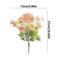 Flores artificiales de 27cm, rosas de seda, simulación de ramos artificiales, decoración Floral falsa para decoración del hogar, jardín, decoración de boda - details 0