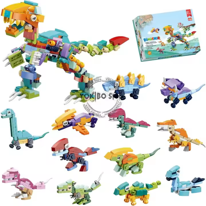 Juego de bloques de construcción de dinosaurios para niños, 12 en 1 - 1