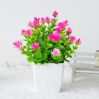 Nuevas flores artificiales de plástico en maceta, simulación blanca de plantas artificiales de loto, bonsái de flores falsas para decoración de interiores - details 3