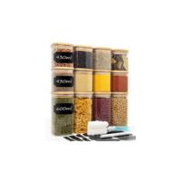 Withosent Juego de 7 tarros de cristal con tapa de madera, 750 ml/ 1500 ml/ 2400 ml, tarros de vidrio para almacenamiento de cocina, tarros grandes de cristal, frascos de vidrio para cereales, espaguetis, pasta - details 8