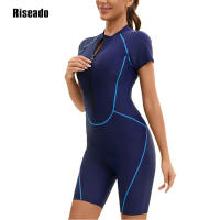 Uniforme de Baño de Una Pieza Ajuste Ajustado Material de Nylon Diseño de Bloques de Color - details 2