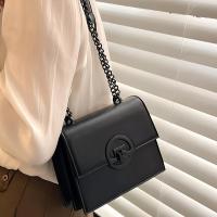 Mini bolso cuadrado inspirado en diseñadores, con cadena de metal, color sólido, cierre de cremallera, forro de poliéster, detalle de pintura en los bordes, tema de ocasión versátil - details 4