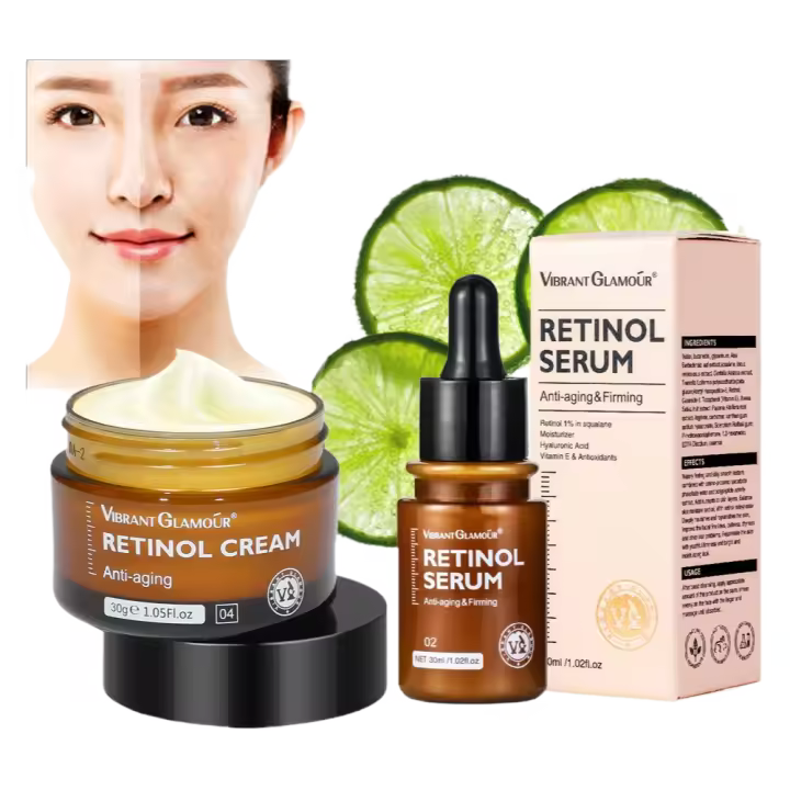 Crema facial y suero para ojos Retinol, 2 unidades/juego, reafirmante, antienvejecimiento, Reduce las arrugas, líneas finas, producto para el cuidado de la piel Facial - 1