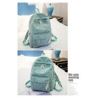 Mochila escolar de diseño de pana para mujer, bolso de hombro a rayas para adolescentes, bolsa de viaje - details 14