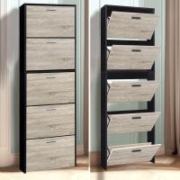 Mueble zapatero de 12 pares - Estantería de gran capacidad para vestíbulo o pasillo - (ancho) 60 x (profundidad) 24 x (alto) 80 cm - Madera clara blanca - details 12