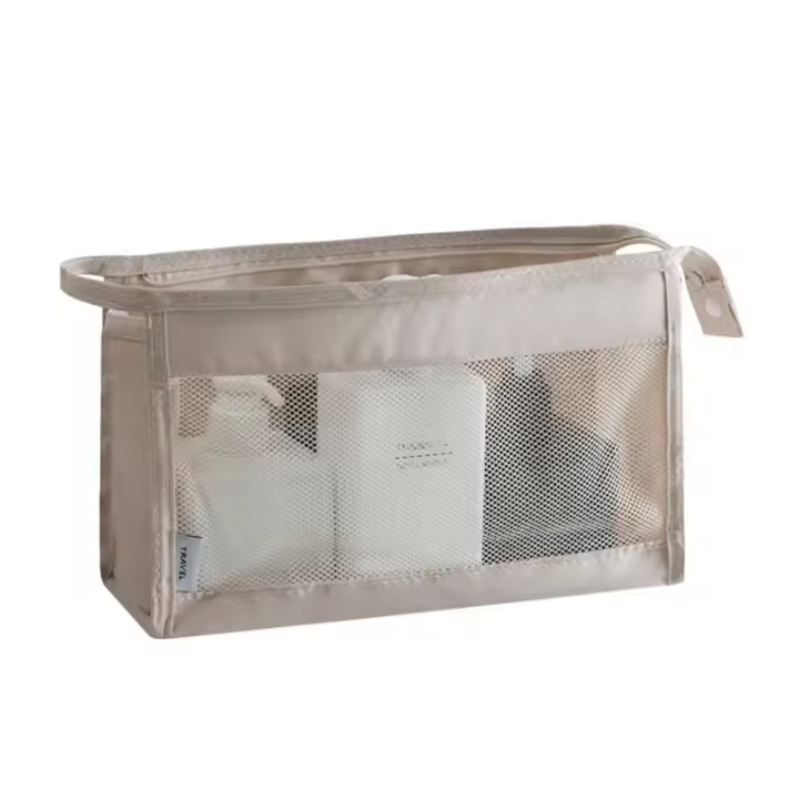 Bolsa de cosméticos de viaje colgante de gran capacidad, bolsa de almacenamiento para ducha Visible portátil, bolsa de lavado multifuncional plegable, belleza - 1