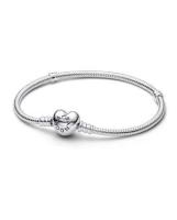 PDORA Moments Pulsera Cadena Serpiente con Cierre Corazón Plata - details 2