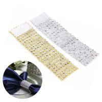 Servilleteros de diamantes de imitación para boda, decoración ostentosa PARA CENA, elegantes anillos de servilleta dorados y plateados, suministros para fiestas, 100 piezas - details 1