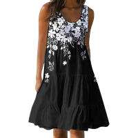 Camisero elegante sin mangas para mujer, Vestido informal con estampado floral - details 1