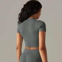 Hamidou-Camiseta deportiva con cremallera para mujer, Top elástico ajustado y transpirable, ropa deportiva para gimnasio, correr y Yoga - details 35
