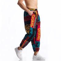 Pantalón en lino imprimé Tribal Boho para hombres, en algodón, décontracté, con cordón de serrage, para deportes al aire libre, curso à pied, sorpresa, été - details 24