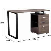 Escritorio Moderno de Madera y Acero 3 Cajones, Porta Ordenador, Diseño de Mesa de Trabajo, 120 x 50 x 75 cm, Decoración para Casa y Oficina - details 18