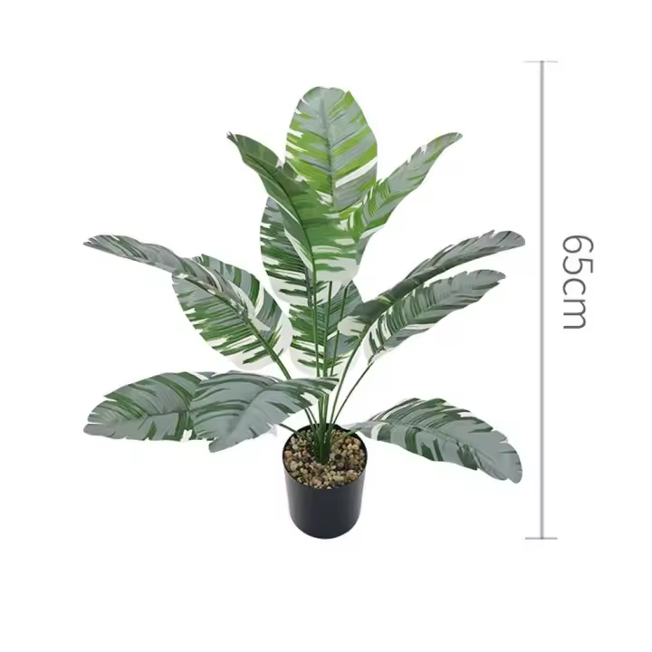 12/18/24 hojas plantas de plátano artificiales hojas planta de helecho tacto Real palmera Tropical grande plástico realista - 1
