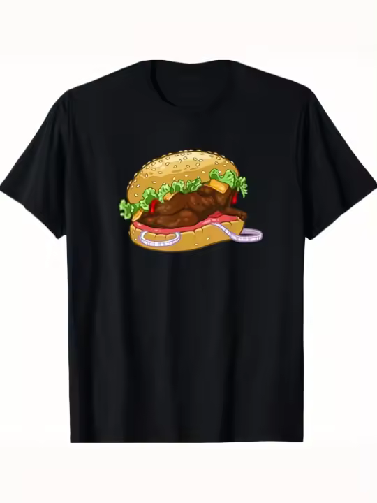 Camiseta Thick n Juicy BurgerRegalo para papá Manga corta con cuello redondo suave y cómoda - 230 g - 1