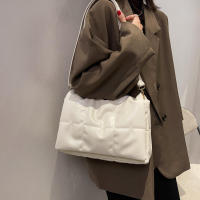 Bolso de hombro acolchado a cuadros, bolso de diseñador para mujer, bolsos de compras cruzados con solapa de cuero PU, invierno - details 21