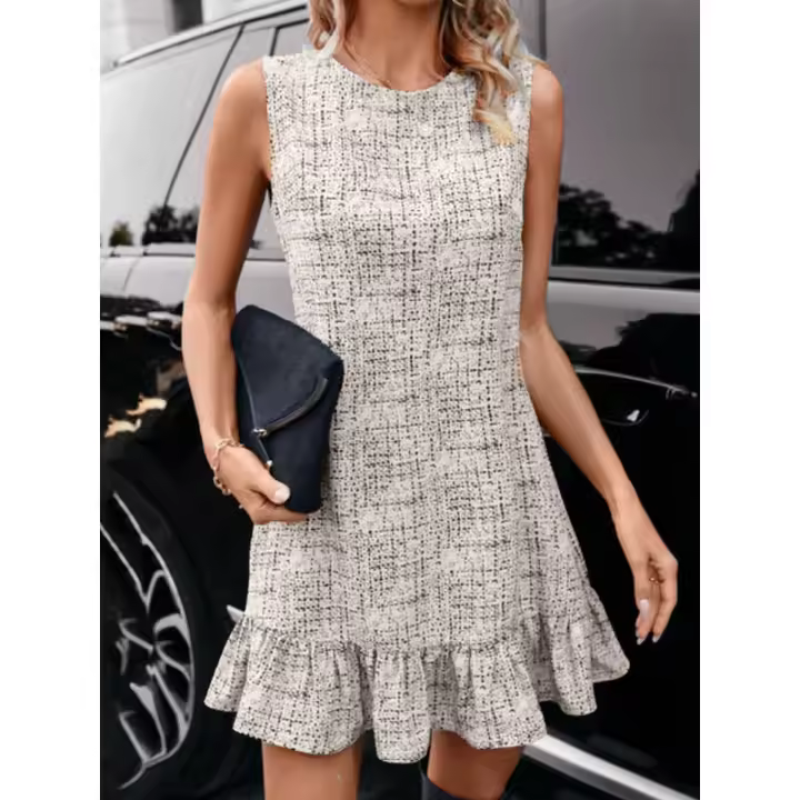 Vestido suelto de cuello redondo a cuadros sin mangas nuevo de verano para mujer - 1