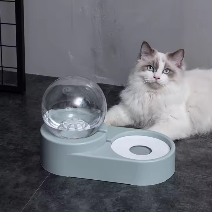 Cuenco esférico para gatos domésticos Tazón doble Agua potable automática - 1
