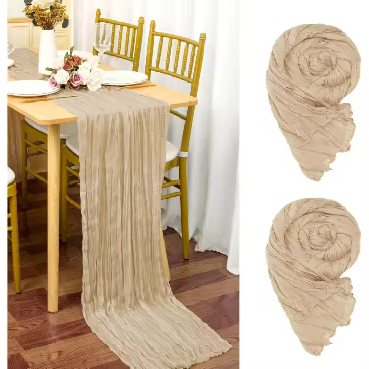 Elegante Mantel de Mesita Rosa Paño de Cena Vintage de 90x300 cm para Bodas, Fiestas, Cumpleaños, Bautizos, Comuniones - 1