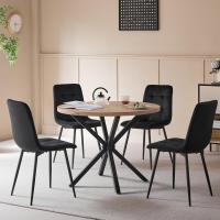 Juego de Comedor de Mesa Redonda 100cm con 4 Sillas Conjunto de Mesa y Sillas de Comedor, Cocina y Salón (Madera Oscura+Marrón Claro (PU)) - details 46