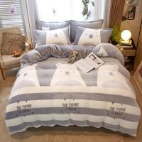 Sábana de Terciopelo Cálido Coral para Invierno con Estampado de Flor Hueso de Couette Suave y Grueso 240x220 - details 44