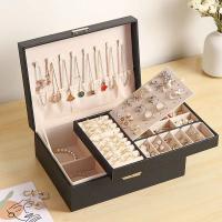 Organizador de Joyería de Cuero de Dos Capas Caja de Almacenamiento de Joyas con Cerradura para Collares, Pendientes, Anillos Regalo Ideal para Mujeres y Niñas - details 2