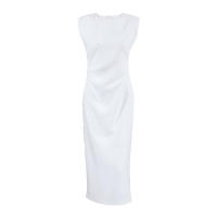 Vestido largo sin mangas con cintura ajustada para mujer, vestido largo sin mangas con abertura en los extremos, color blanco, novedad de verano, primavera - details 11