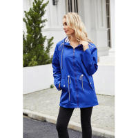 Camiseta impermeable con capucha a rayas de manga larga para mujer, longitud media - details 47