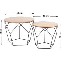 Juego de 2 Mesas Auxiliares Mesa de Centro con Función de Cesta Mesa de Sala Mesa de Metal - details 46