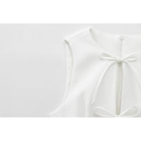 BUNO-Vestidos de fiesta de noche elegantes de primavera para mujer, dobladillo ancho ondulado, lazo decorado, liso, sin mangas, cuello redondo, vestidos de moda - details 13