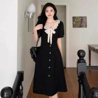 Vestido Vintage de Talla Grande con Cuello Redondo y Lazo Vestido Adelgazante de Estilo Veraniego para Ocultar la Forma del Cuerpo con Diseño Elegante - details 2