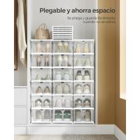 Juego de Organizadores de Zapatos 12 Cajas Apilables, 2 Zapateros Plegables y Portátiles, Hasta Talla 46, Montaje en 60s, Transparente y Blanco - details 27