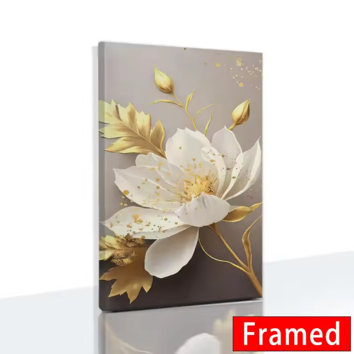 DHROOM Póster de Flores Doradas Nórdicas Retro Arte de Lienzo Botánico Minimalista - 1