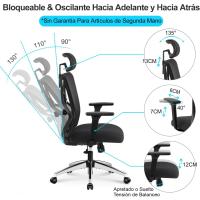 Oficina Ergonómica - Silla Escritorio Respaldo Alto con Soporte Lumbar Ajustable, Reposacabezas y Reposabrazos 3D - 130 ° Silla de Computadora Silla de Malla Mecedora - details 7