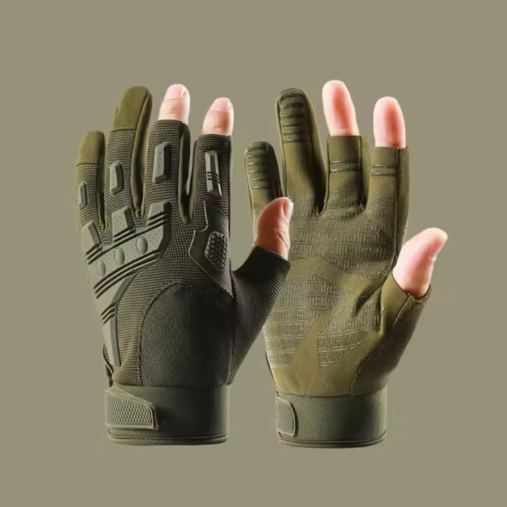 Guantes de motocicleta de tres dedos, manoplas de dedo de carreras antideslizantes Vintage, guantes sin dedos resistentes al desgaste para hombres - 1