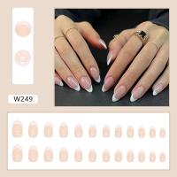 Artículo de Uñas de Almendra Desmontable con Diseño de Ondas Conjunto Completo de Puntes de Uñas Falsas Francéses de Tacón Alto - details 3