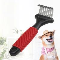 Cepillo rastrillo de pelo largo para mascotas, cepillo con cuchillas largas y bordes de seguridad para quitar esteras, enredos y nudos - details 0