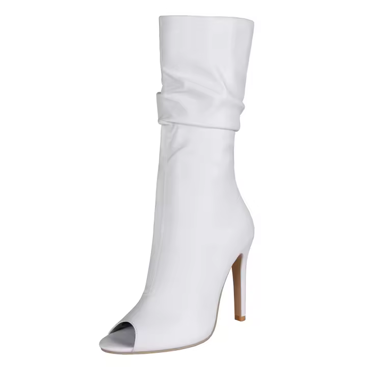NOVEDAD DE VERANO 2025, botas geniales de barril alto para mujer, botas geniales grandes con cubierta de tacón alto y Boca de pescado - 1