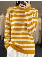 Jersey de Primavera para Mujer Suéter a Rayas de Dos Colores Suéter de Manga Larga con Cuello Redondo Nuevo Jersey de Algodón 100% - details 17