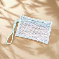 Bolsa de maquillaje de nailon con asa, bolsa de cosméticos de malla ligera transparente, monedero, bolsa de maquillaje portátil reutilizable, lápiz labial - details 3