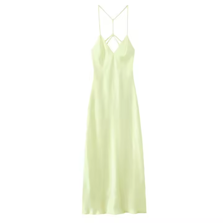 Vestido Midi Recto con Cremallera Estilo Vintage con Espalda Descubierta para Mujer Moda Elegante - 1
