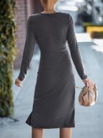 El temperamento de la mujer es elegante el vestido de estilo elegante la moda es simple y el vestido largo y Medio se - details 2