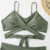 Bikini de dos piezas de cintura alta con estampado de leopardo, traje de baño sexy para mujer - details 9