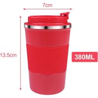 Taza de Café Roja de 380mL Termo de Acero Inoxidable 304 Portátil Antibacteriano para Coche - details 1