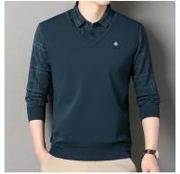 Suéter a cuadros para hombre, jersey de lana, ajustado, elegante, de lujo, falso, de punto, de dos piezas - details 8