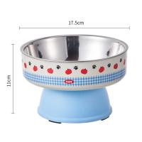 Cuenco de base alta para mascotas de dibujos animados, antideslizante, antivómitos, comida para gatos, cuenco de agua con soporte, cuenco de acero inoxidable antivuelco para gatos - details 10