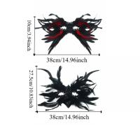 Máscaras de plumas de Halloween con lentejuelas, máscara de ojos de Halloween con cuerno grande, suministros para fiestas de Cosplay, máscara gótica, Carnaval de Halloween - details 0