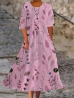 Vestido largo holgado, cómodo y versátil con estampado de línea A para mujer, novedad de verano - details 5