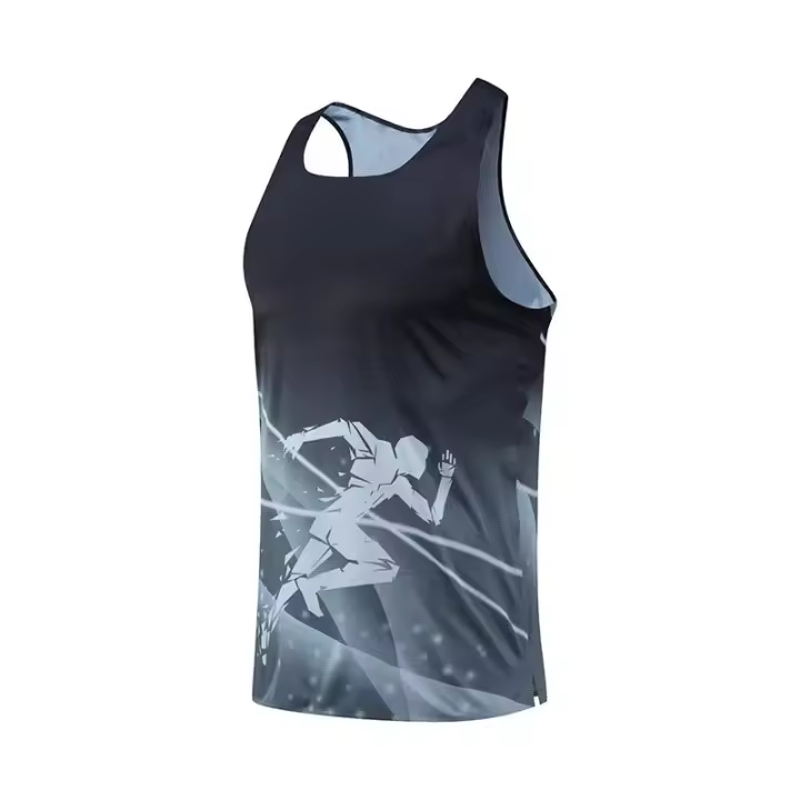 Nueva camiseta sin mangas para correr con estampado 3D para hombre, camisetas con patrón degradado colorido, ropa informal holgada de verano para deportes callejeros con cuello redondo - 1