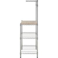 3 Estantería de cocina con tablas de madera, 45,7 D x 61 W x 151 H cm, Cromo, Beis - details 1