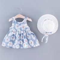 Conjunto de vestido y gorro de playa para niña, vestido de princesa con cuello halter, 2 piezas - details 1
